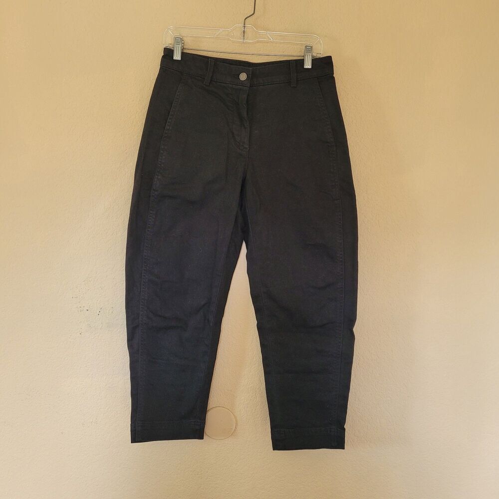 Banana Republic Womens Barrel Leg Pants Size 4 Petite Black Baggy Loose Cotton